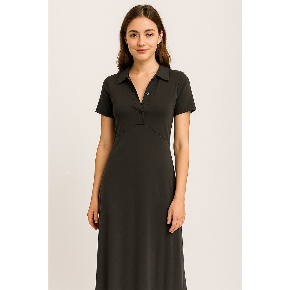 ZARA Women’s Collared Deep Green Short Sleeve Midi Dress Size Medium